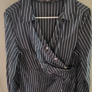 Ann Taylor Navy Striped Blouse